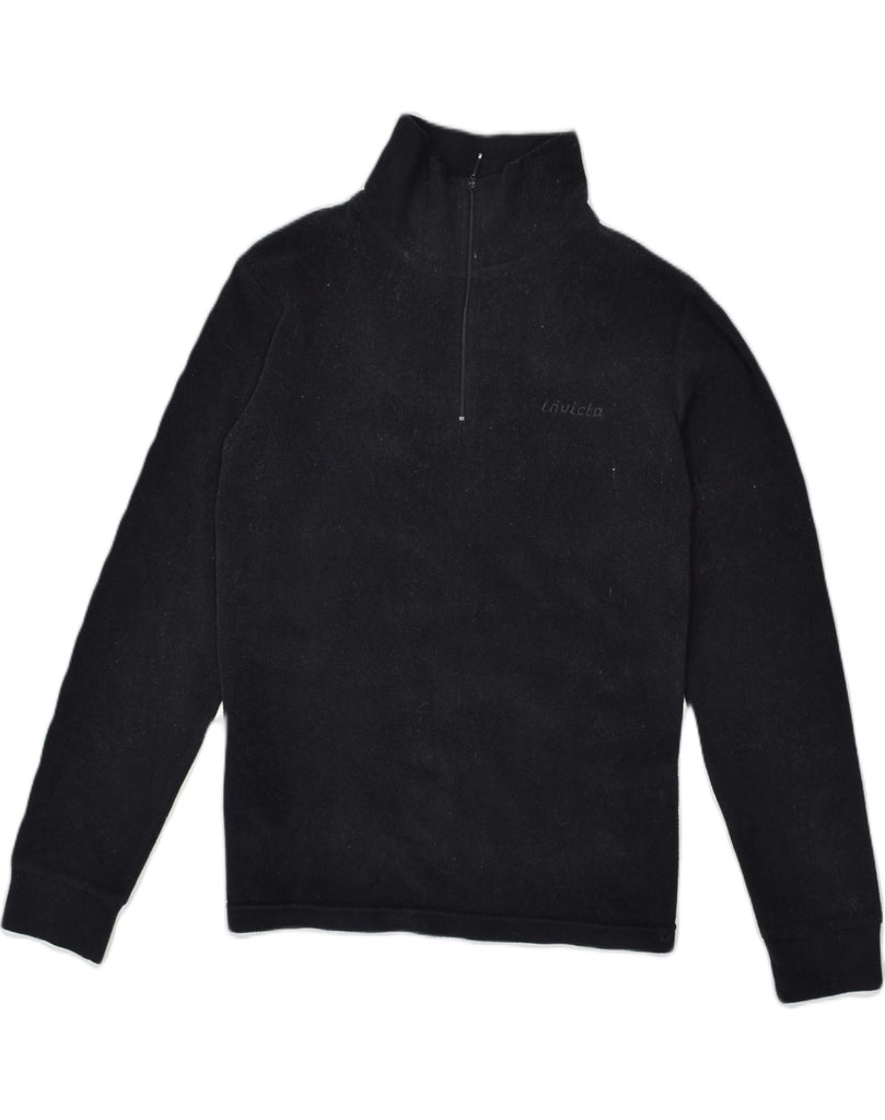 INVICTA Mens Zip Neck Fleece Jumper Medium Black Polyester | Vintage | Thrift | Second-Hand | Used Clothing | Messina Hembry 