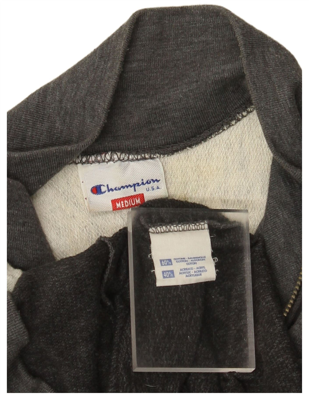 Champion Mens USA Tracksuit Top Jacket Medium Grey Colourblock Cotton