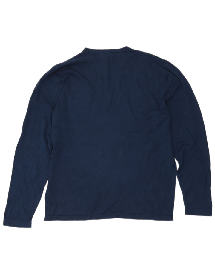 Zara Mens Top Long Sleeve Large Navy Blue Viscose