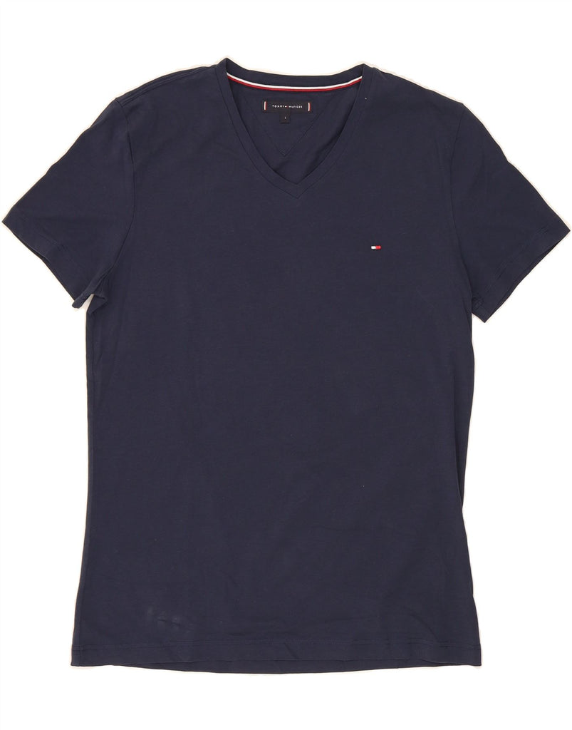 TOMMY HILFIGER Mens T-Shirt Top Large Navy Blue Cotton Vintage Tommy Hilfiger and Second-Hand Tommy Hilfiger from Messina Hembry 