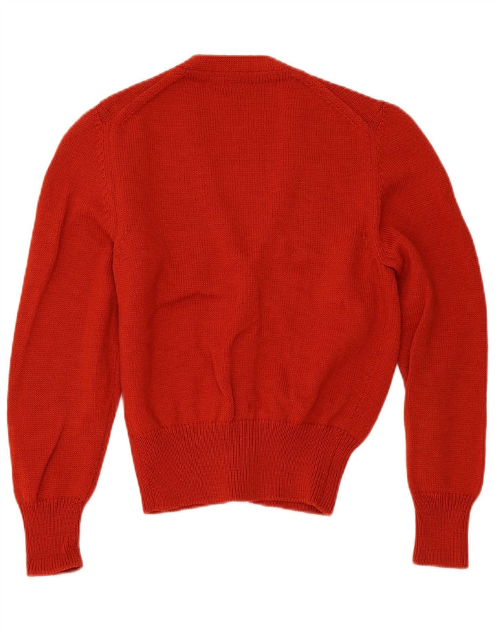 Vintage Womens Crop Cardigan Sweater UK 10 Small Orange