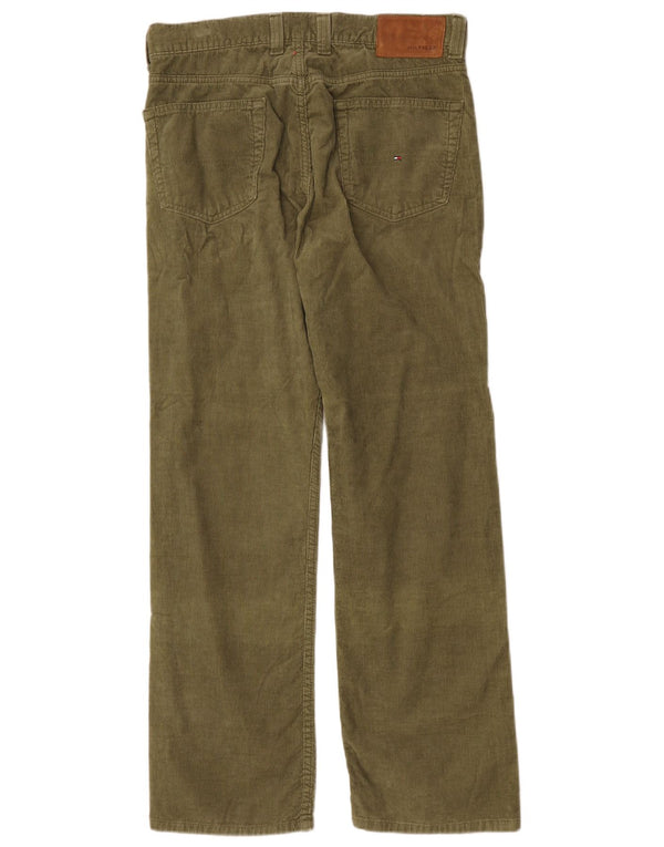 Tommy Hilfiger Mens Straight Corduroy Trousers W34 L32 Green Cotton