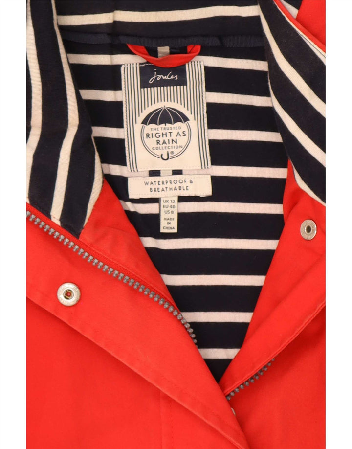 Joules Womens Hooded Raincoat UK 12 Medium Red Cotton