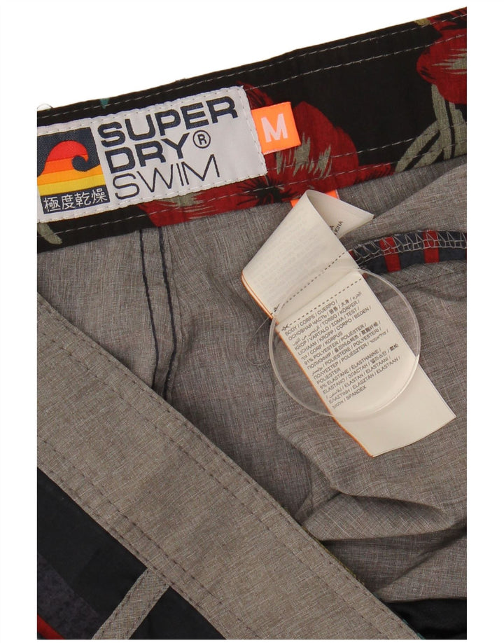 SUPERDRY Mens Graphic Swimming Shorts Medium Navy Blue Striped Polyester
