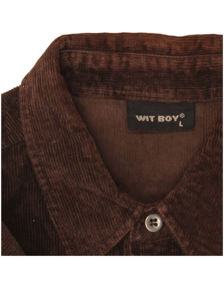 Wit Boy Mens Corduroy Shirt Large Brown Cotton
