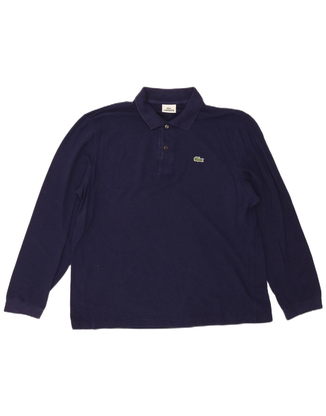 LACOSTE Mens Long Sleeve Polo Shirt Size 5 Large Navy Blue Cotton