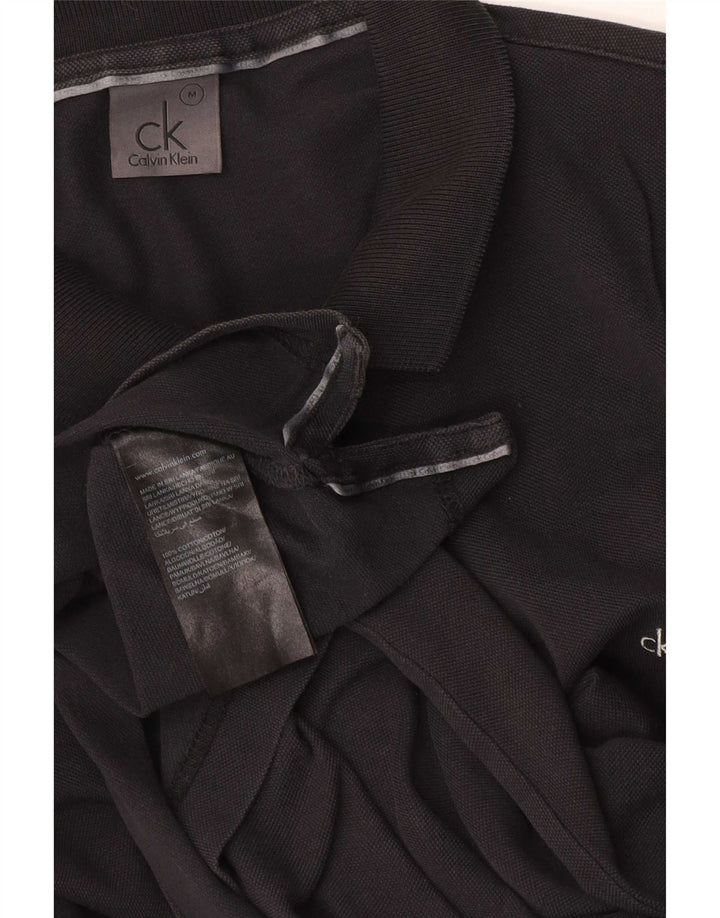 CALVIN KLEIN Mens Polo Shirt Medium Black Cotton