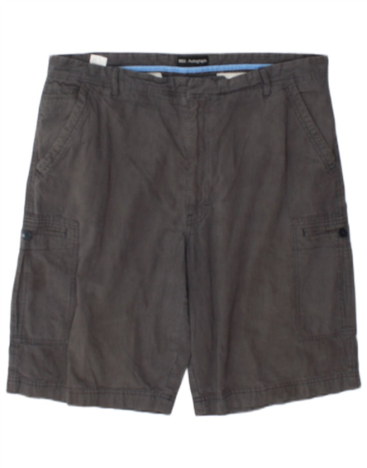 Marks & Spencer Mens Cargo Shorts W38 XL  Grey Cotton