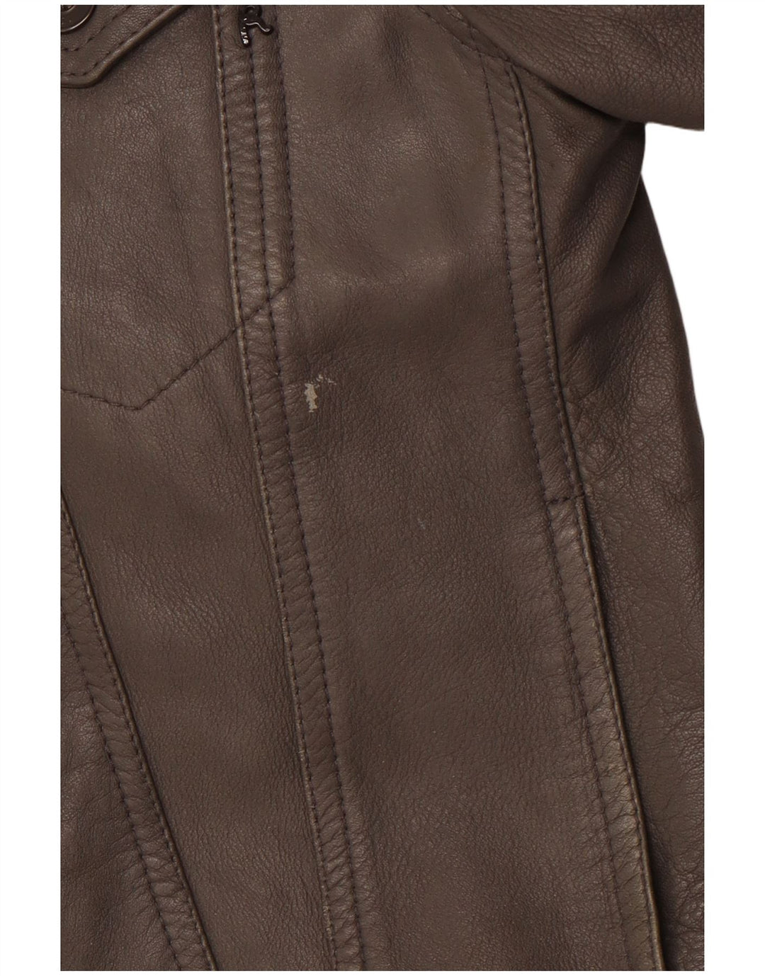 REPLAY Womens Leather Jacket UK 10 Small Grey Leather