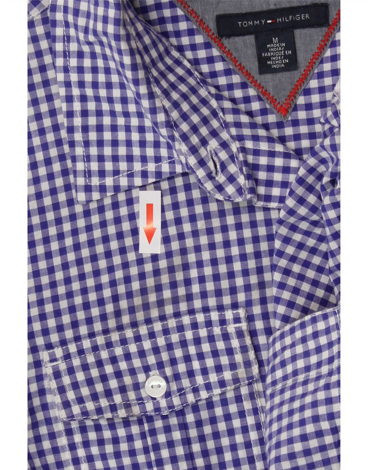 Tommy Hilfiger Womens Shirt UK 12 Medium Blue Gingham Cotton