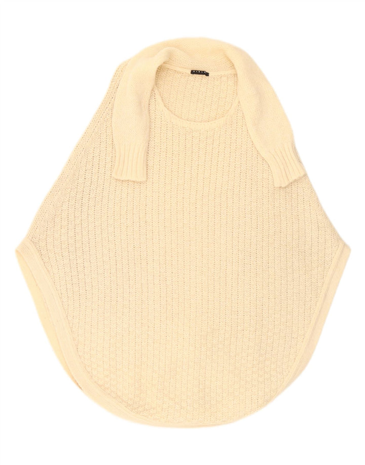 SISLEY Womens Poncho Jumper UK 10 Small Off White Wool Vintage Sisley and Second-Hand Sisley from Messina Hembry 