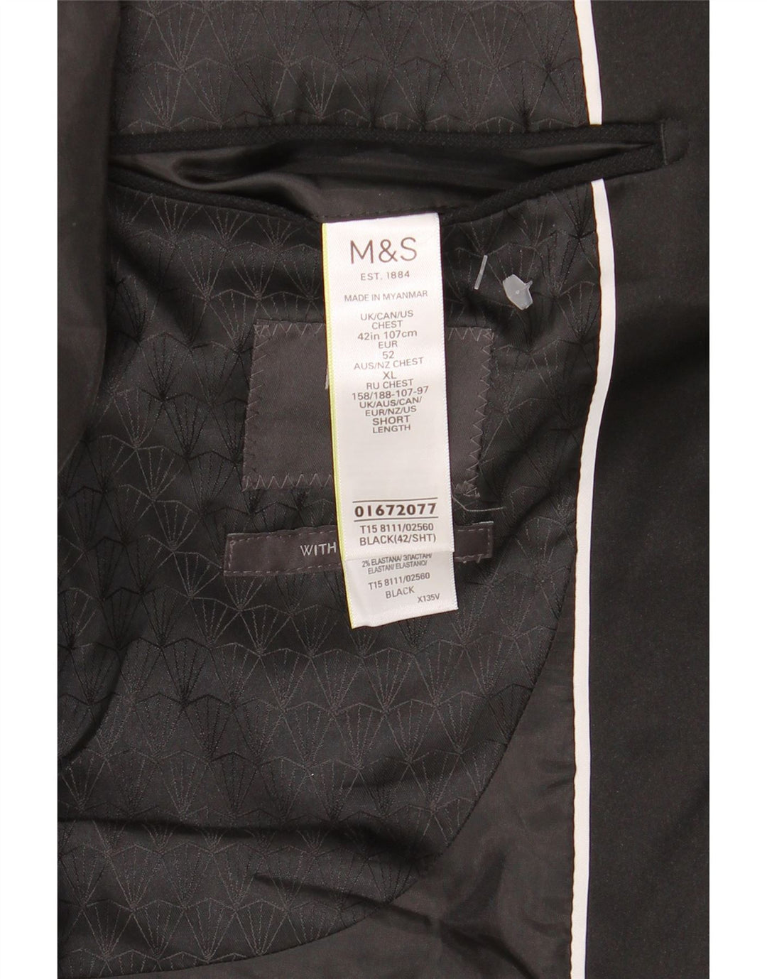 Marks & Spencer Mens 1 Button Blazer Jacket UK 42 Large Black Polyester