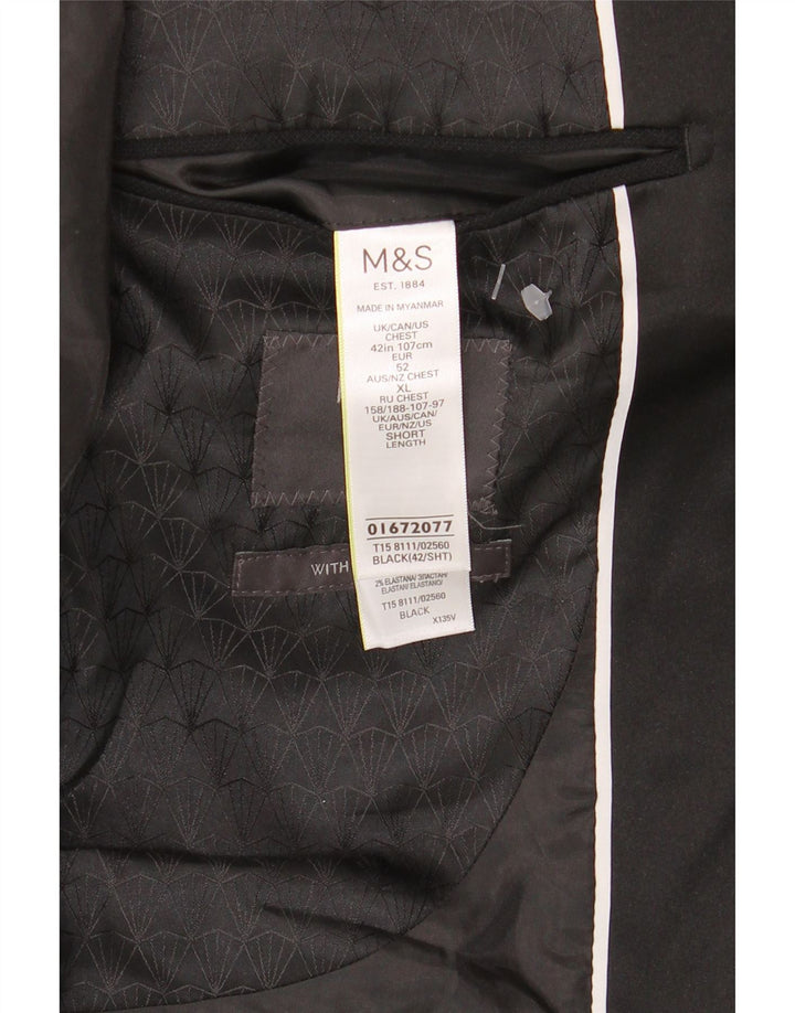 Marks & Spencer Mens 1 Button Blazer Jacket UK 42 Large Black Polyester