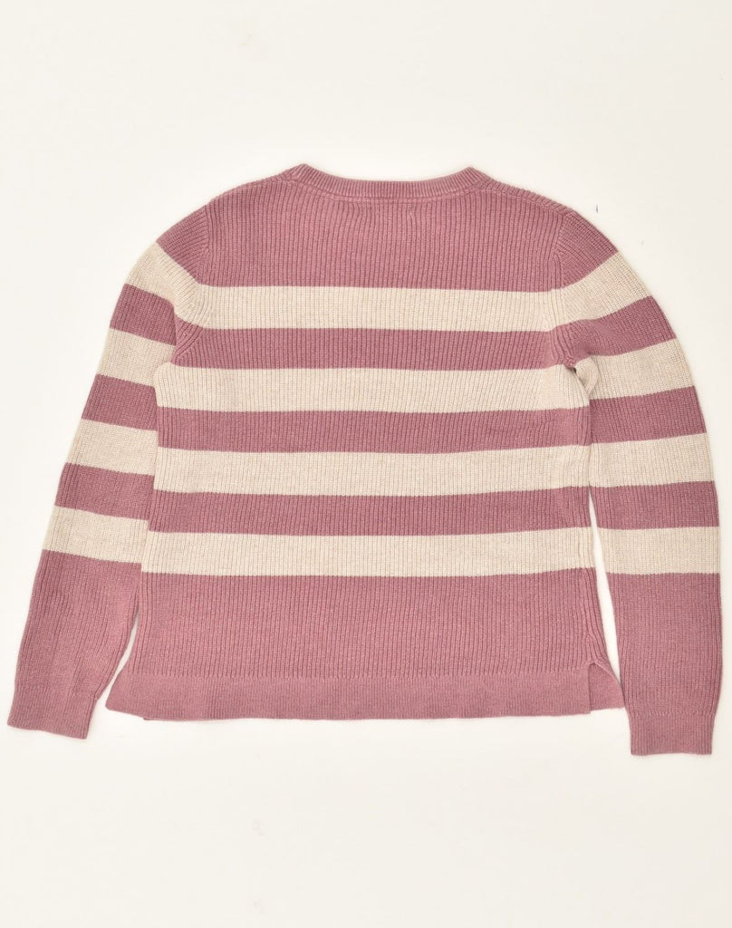 FAT FACE Womens Crew Neck Jumper Sweater UK 12 Medium Pink Striped Cotton | Vintage Fat Face | Thrift | Second-Hand Fat Face | Used Clothing | Messina Hembry 