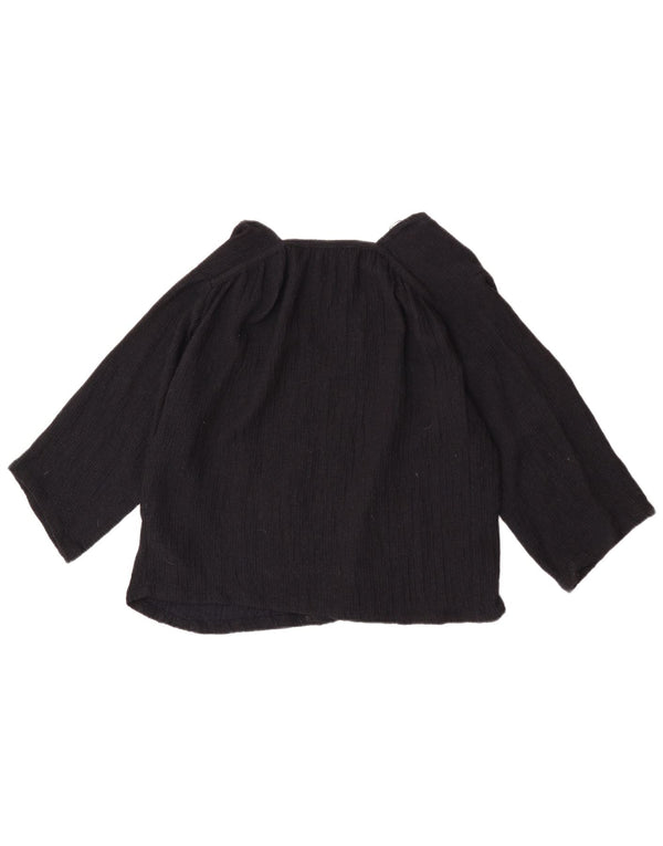Zara Womens 3/4 Sleeve Oversized Blouse Top UK 6 XS Navy Blue Viscose