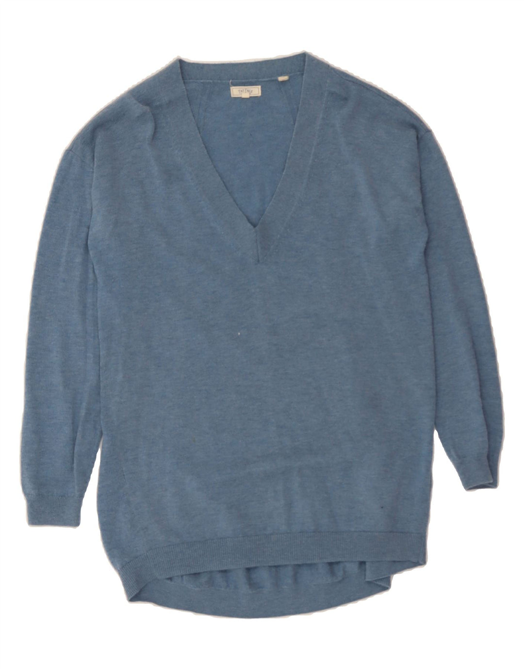 FAT FACE Womens Longline Oversized V-Neck Jumper Sweater UK 8 Small  Blue Vintage Fat Face and Second-Hand Fat Face from Messina Hembry 