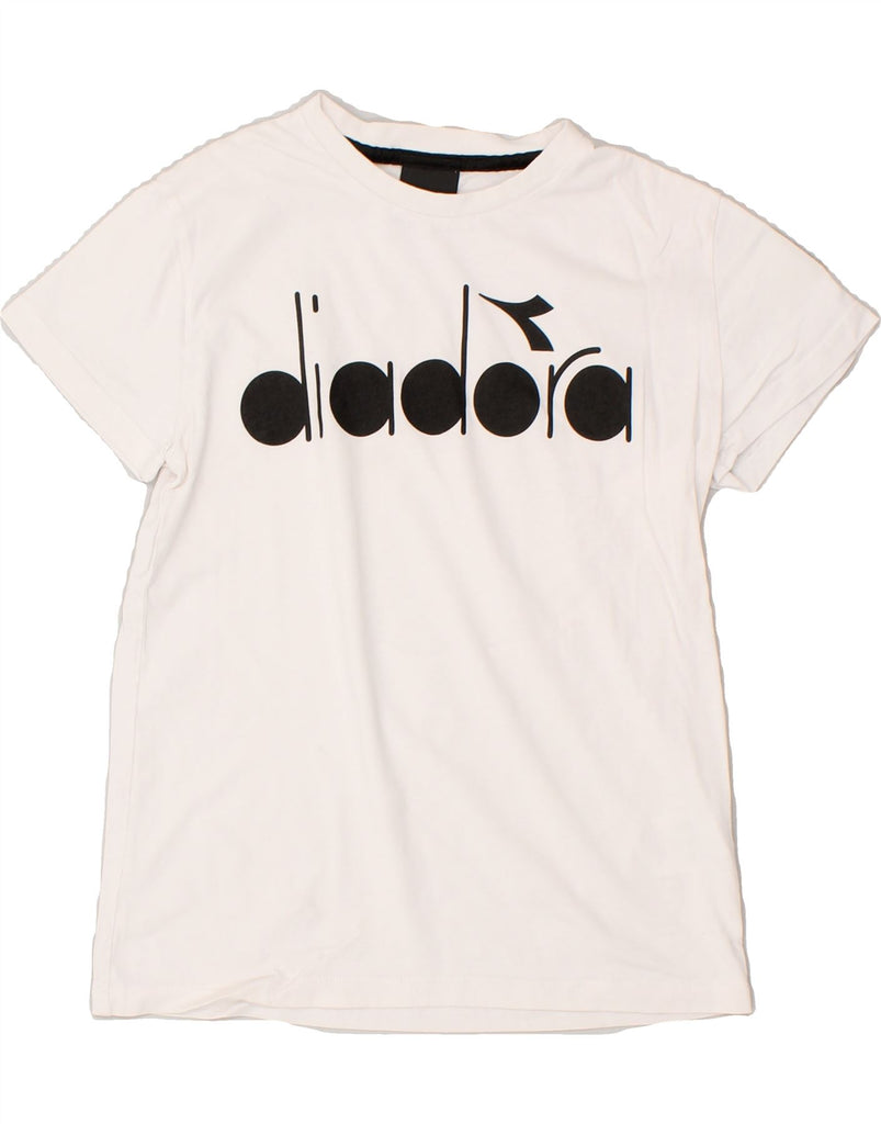 DIADORA Boys Graphic T-Shirt Top 9-10 Years White Cotton | Vintage Diadora | Thrift | Second-Hand Diadora | Used Clothing | Messina Hembry 