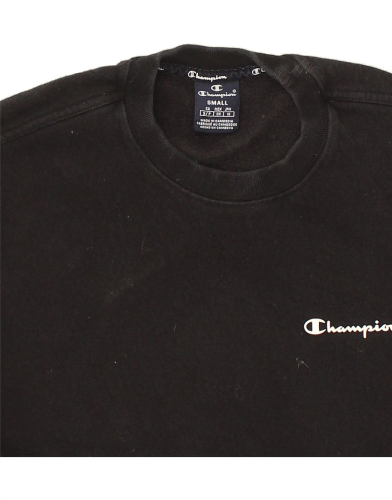 CHAMPION Mens Sweatshirt Jumper Small Black Cotton | Vintage Champion | Thrift | Second-Hand Champion | Used Clothing | Messina Hembry 