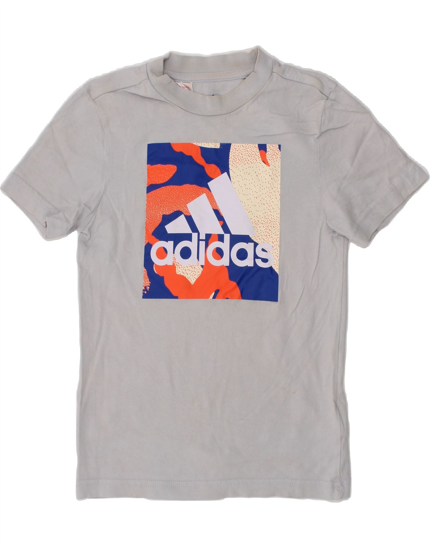 ADIDAS Boys Graphic T-Shirt Top 5-6 Years Grey Cotton Vintage