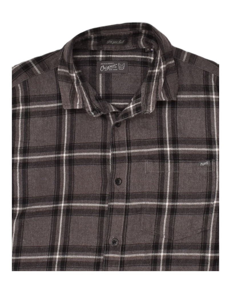 JACK & JONES Mens Shirt Small Grey Check Cotton | Vintage Jack & Jones | Thrift | Second-Hand Jack & Jones | Used Clothing | Messina Hembry 