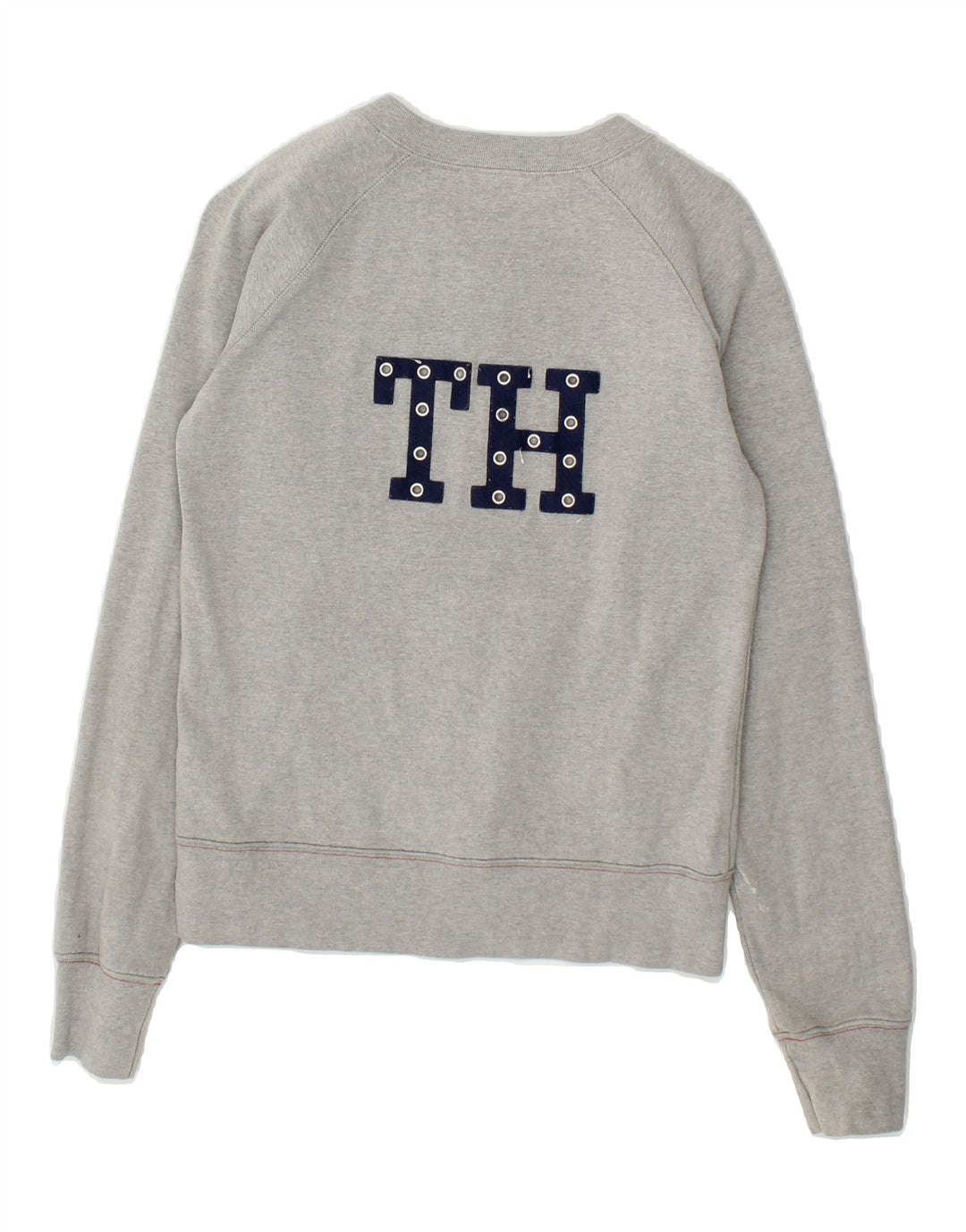 TOMMY HILFIGER Womens Jeans Graphic Tracksuit Top Jacket UK 10 Small Grey Vintage Tommy Hilfiger and Second-Hand Tommy Hilfiger from Messina Hembry 
