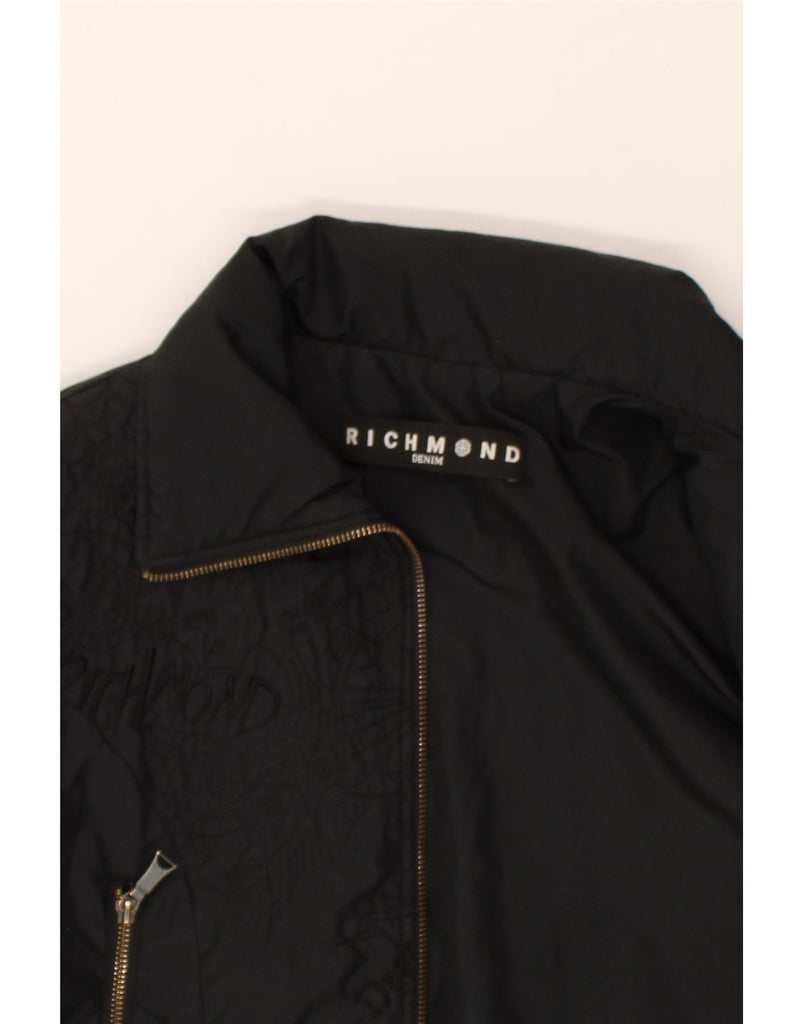 RICHMOND Womens Bomber Jacket UK 12 Medium Black | Vintage Richmond | Thrift | Second-Hand Richmond | Used Clothing | Messina Hembry 