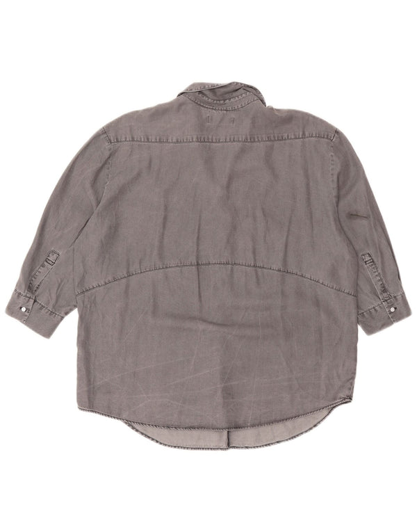 Zara Womens Loose Fit 3/4 Sleeve Pullover Shirt UK 14 Medium Grey