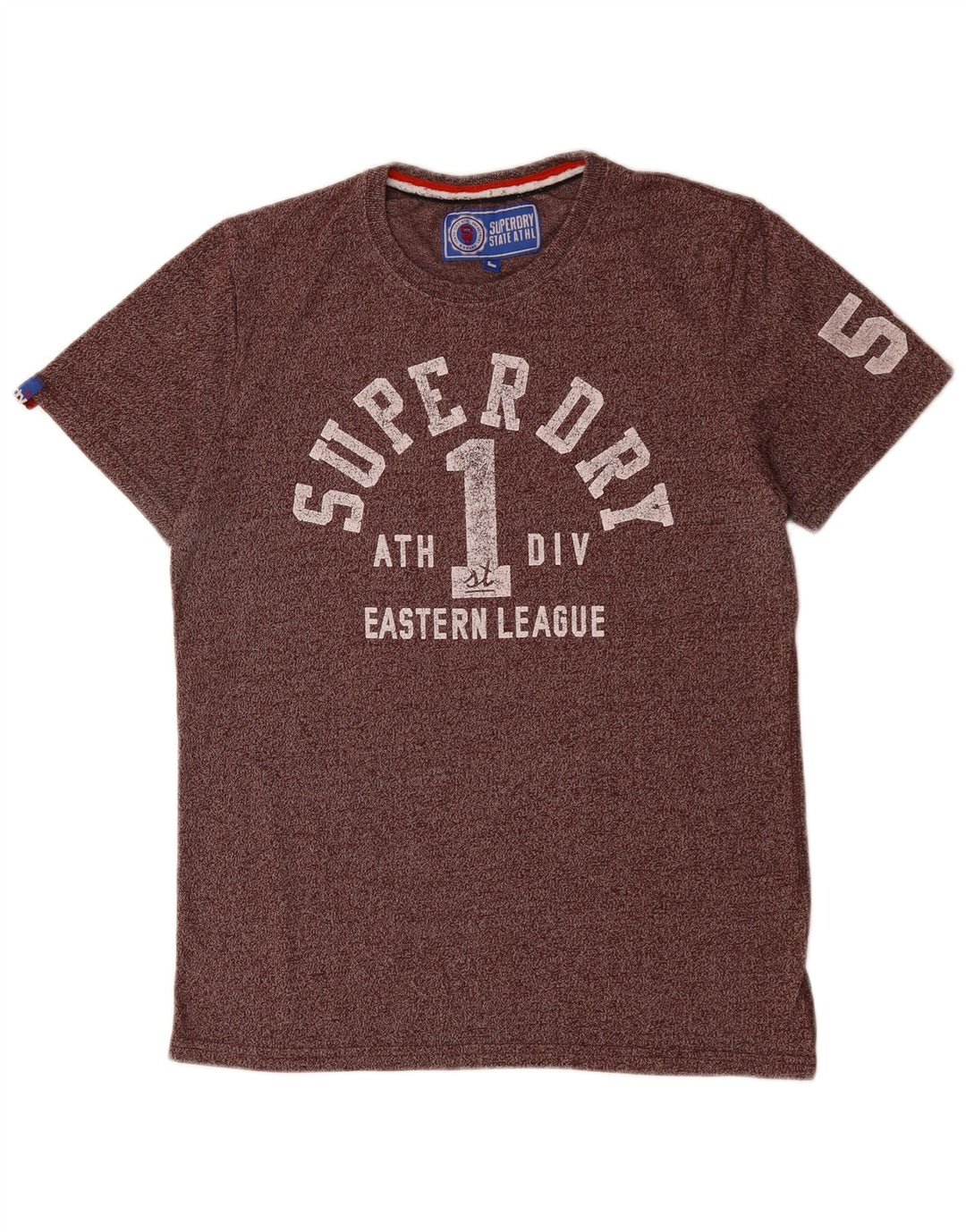 SUPERDRY Mens Graphic T-Shirt Top Large Purple Flecked Cotton