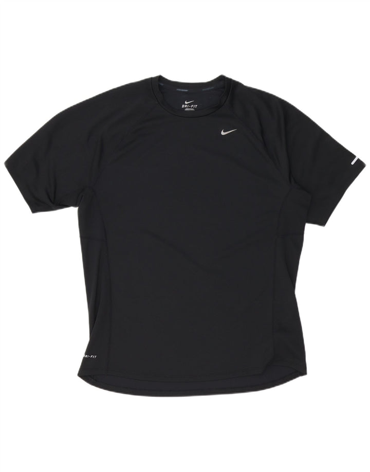 NIKE Mens Dri Fit T-Shirt Top Large Black Polyester