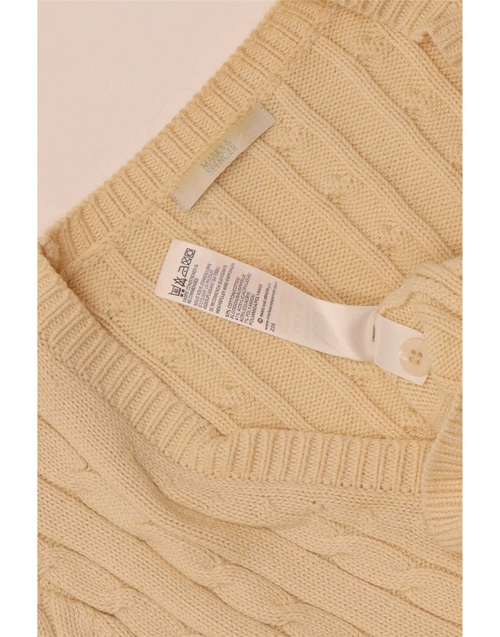 Marks & Spencer Womens Cardigan Sweater UK 12 Medium Beige Cotton