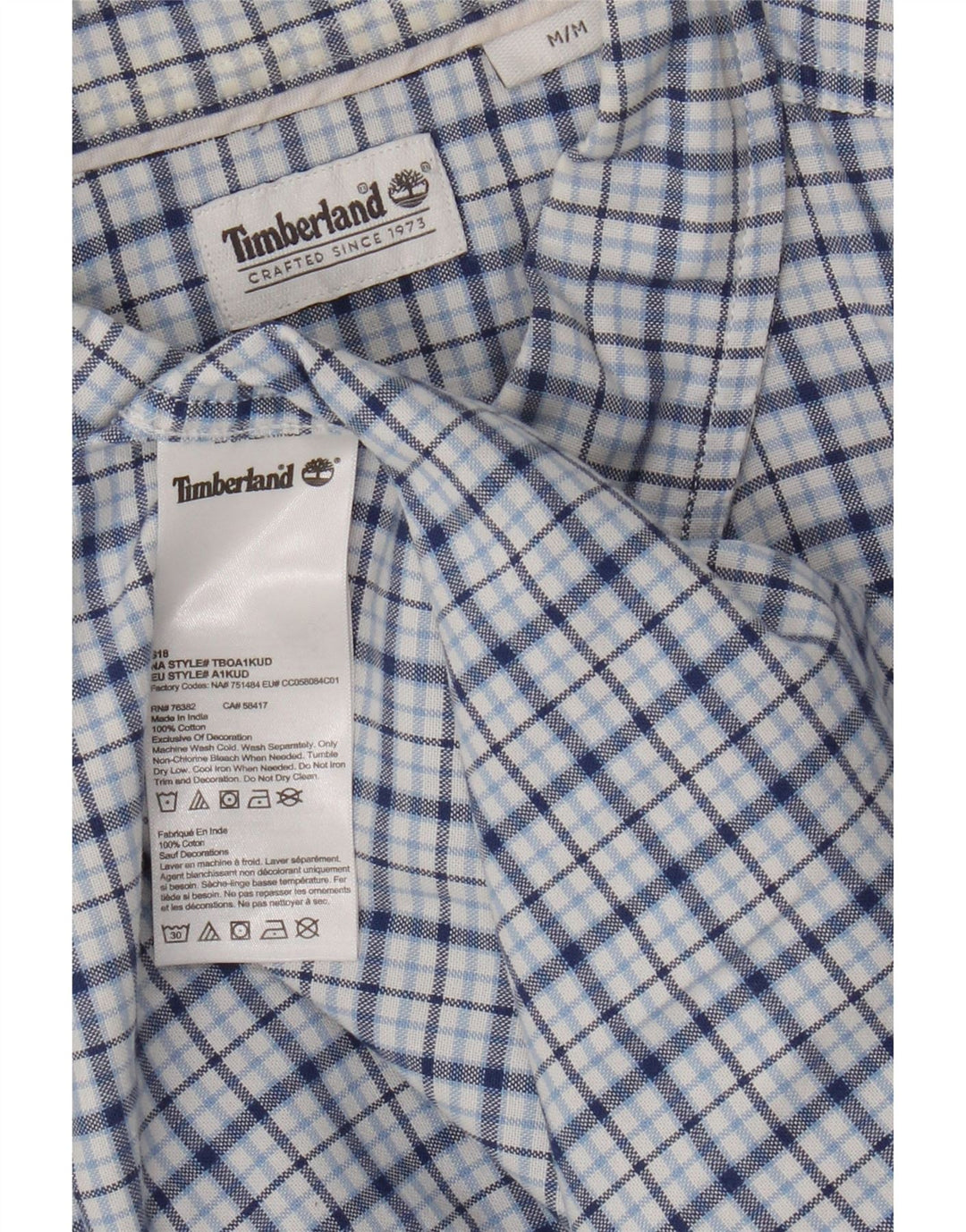 Timberland Mens Shirt Medium Blue Check Cotton