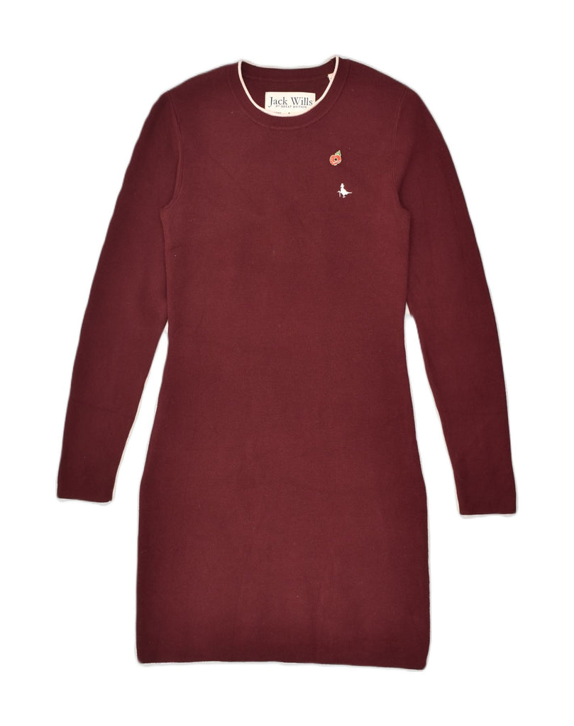 JACK WILLS Womens Jumper Dress UK 10 Small Maroon Polyester | Vintage Jack Wills | Thrift | Second-Hand Jack Wills | Used Clothing | Messina Hembry 