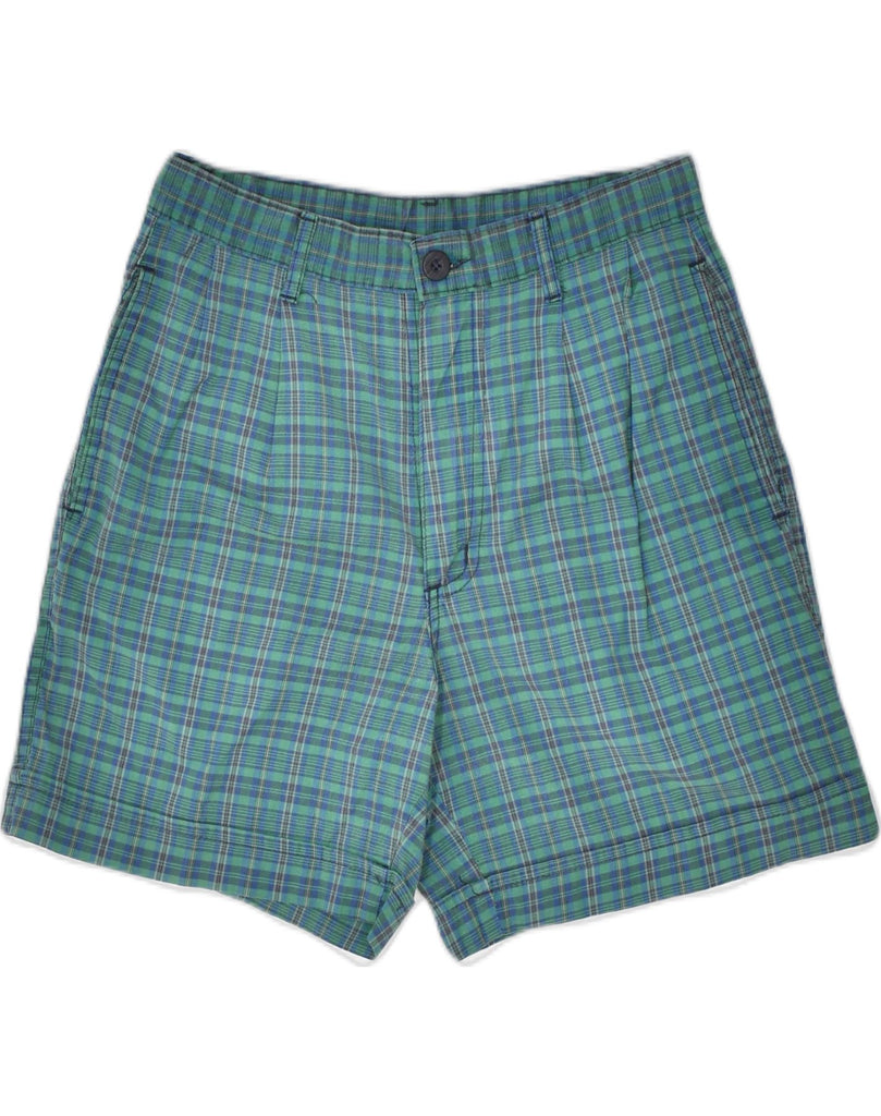 RIFLE Mens Casual Shorts W29 Small Green Check Cotton | Vintage | Thrift | Second-Hand | Used Clothing | Messina Hembry 