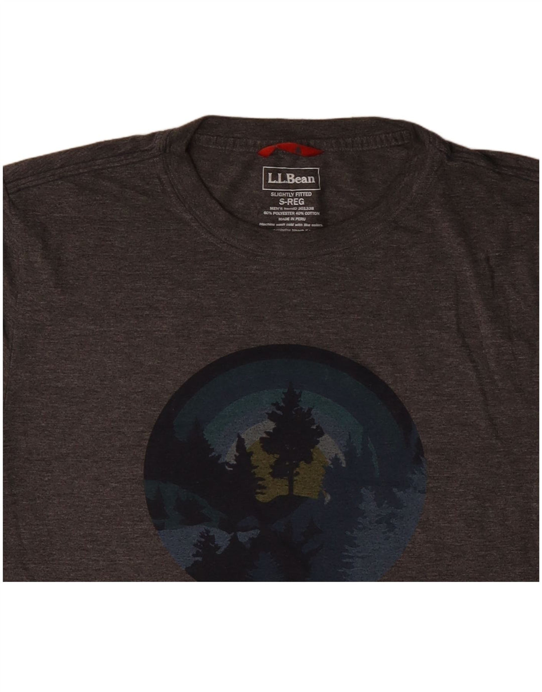 L.L.BEAN Mens Slightly Fitted Graphic T-Shirt Top Small Grey Flecked