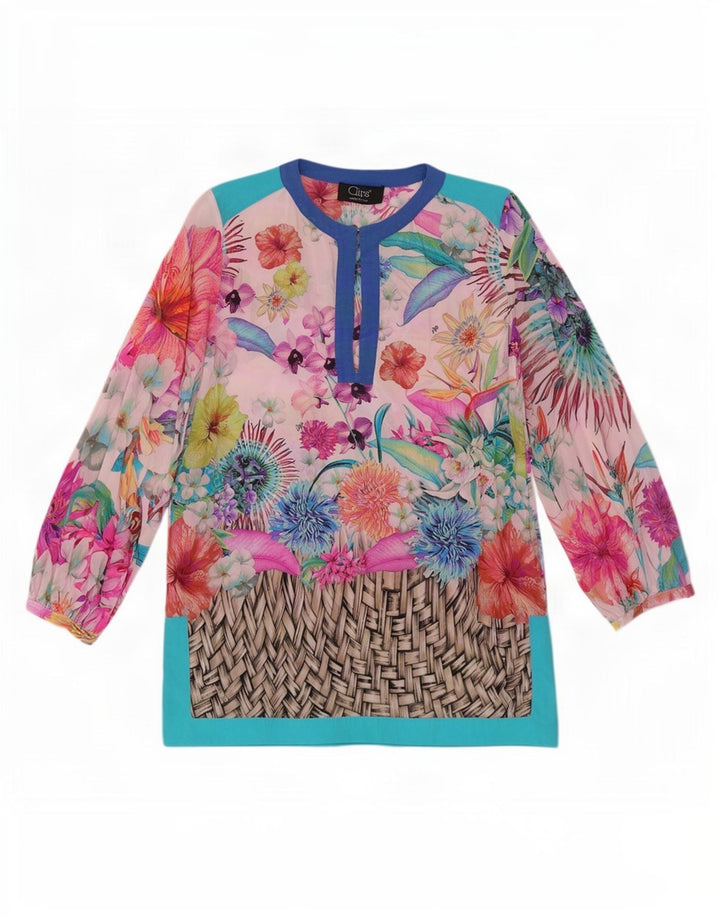 Clips Womens Beach Long Sleeve Blouse Top IT 42 Medium Multicoloured Floral