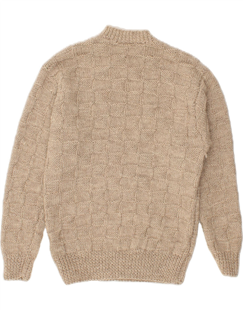 VINTAGE Womens Turtle Neck Jumper Sweater UK 12 Medium Beige Check Vintage Vintage and Second-Hand Vintage from Messina Hembry 