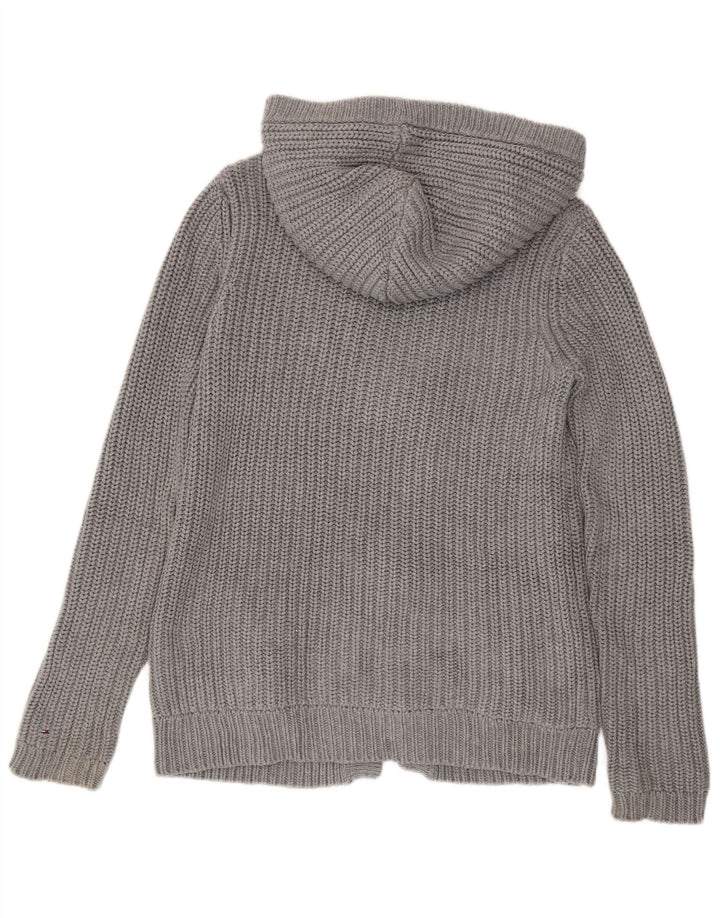 Tommy Hilfiger Mens Hooded Cardigan Sweater Medium Grey Cotton