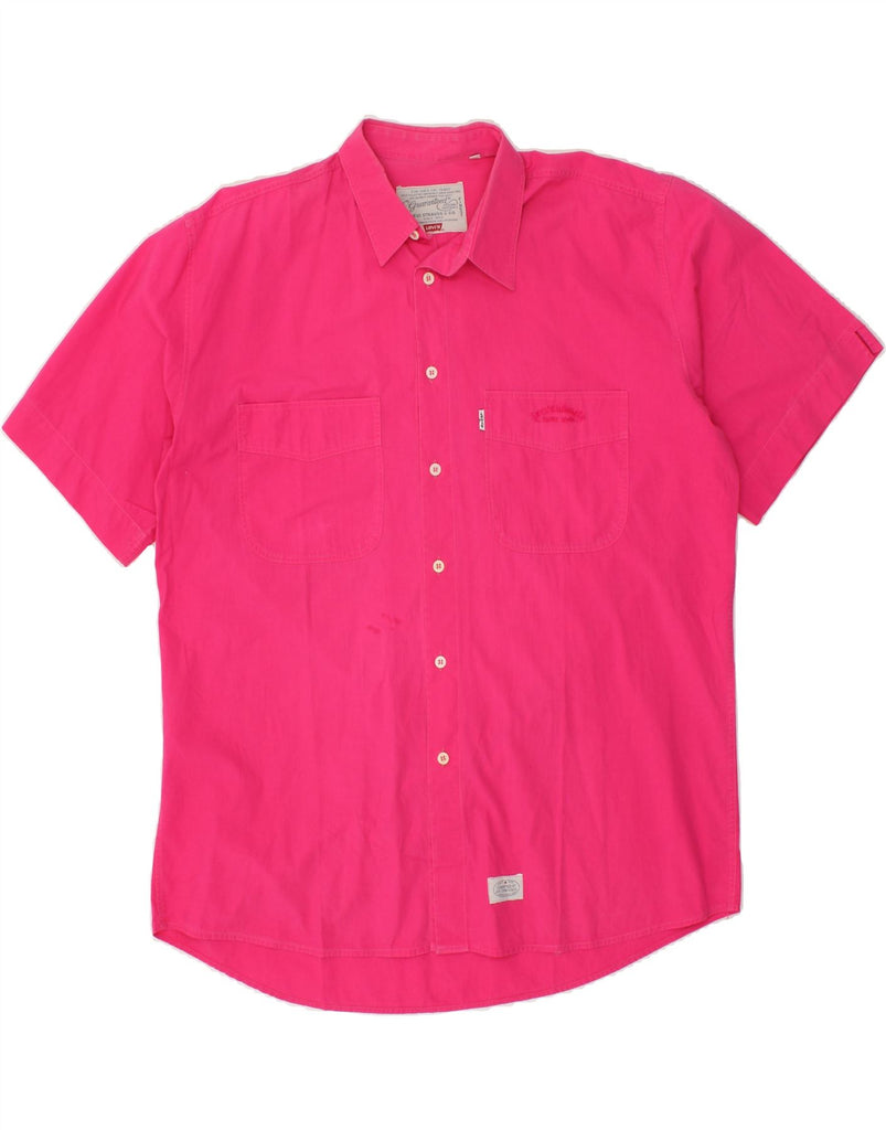 LEVI'S Mens Short Sleeve Shirt XL Pink Cotton | Vintage Levi's | Thrift | Second-Hand Levi's | Used Clothing | Messina Hembry 