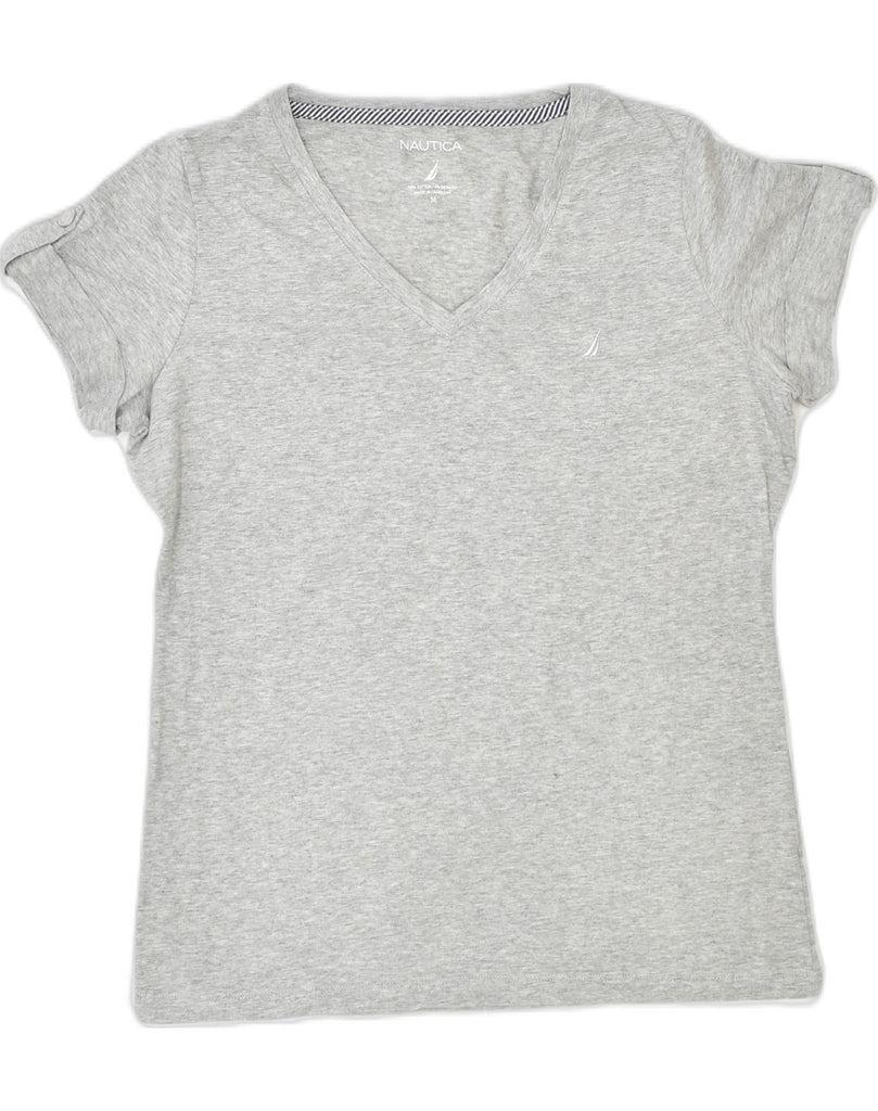 NAUTICA Womens T-Shirt Top UK 14 Medium Grey Cotton | Vintage | Thrift | Second-Hand | Used Clothing | Messina Hembry 