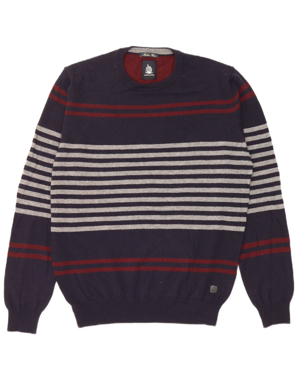 Marina Yachting Mens Crew Neck Jumper Sweater XL Navy Blue Striped