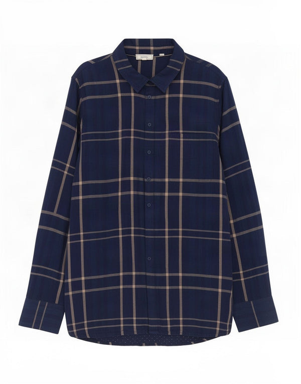 Fat Face Womens Shirt UK 14 Large Navy Blue Check Cotton