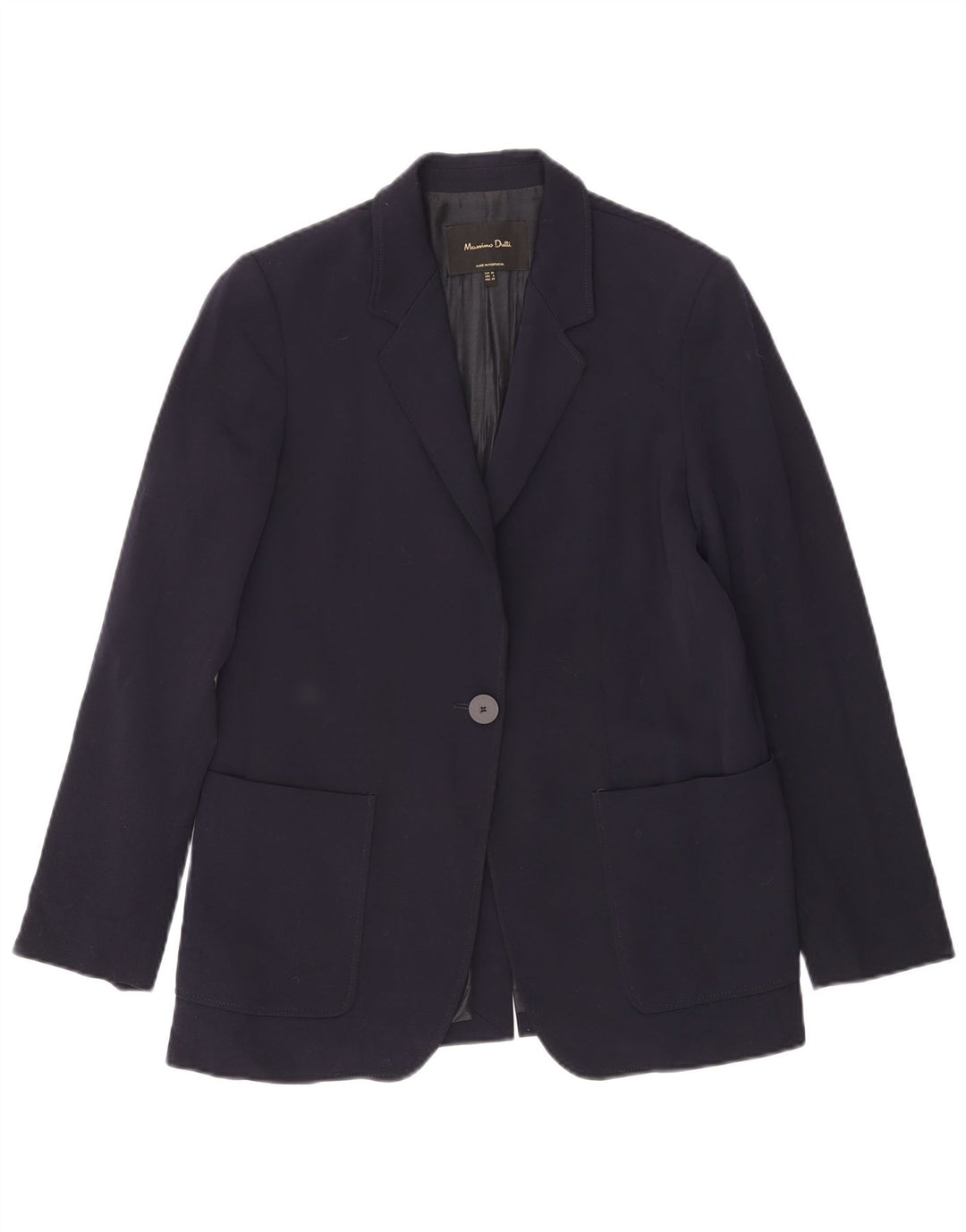 Massimo Dutti Womens 1 Button Blazer Jacket EU 38 Small Navy Blue Polyester