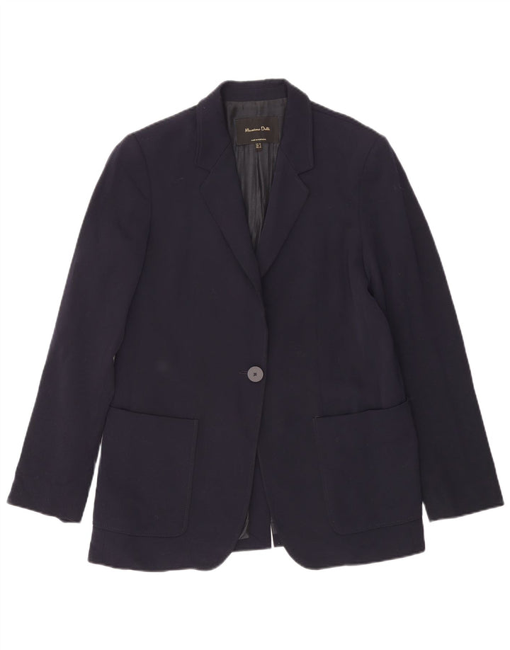 Massimo Dutti Womens 1 Button Blazer Jacket EU 38 Small Navy Blue Polyester