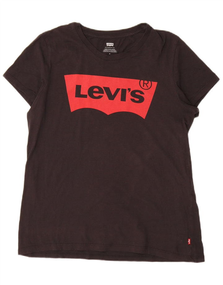Levi's Womens Graphic T-Shirt Top UK 14 Medium Black