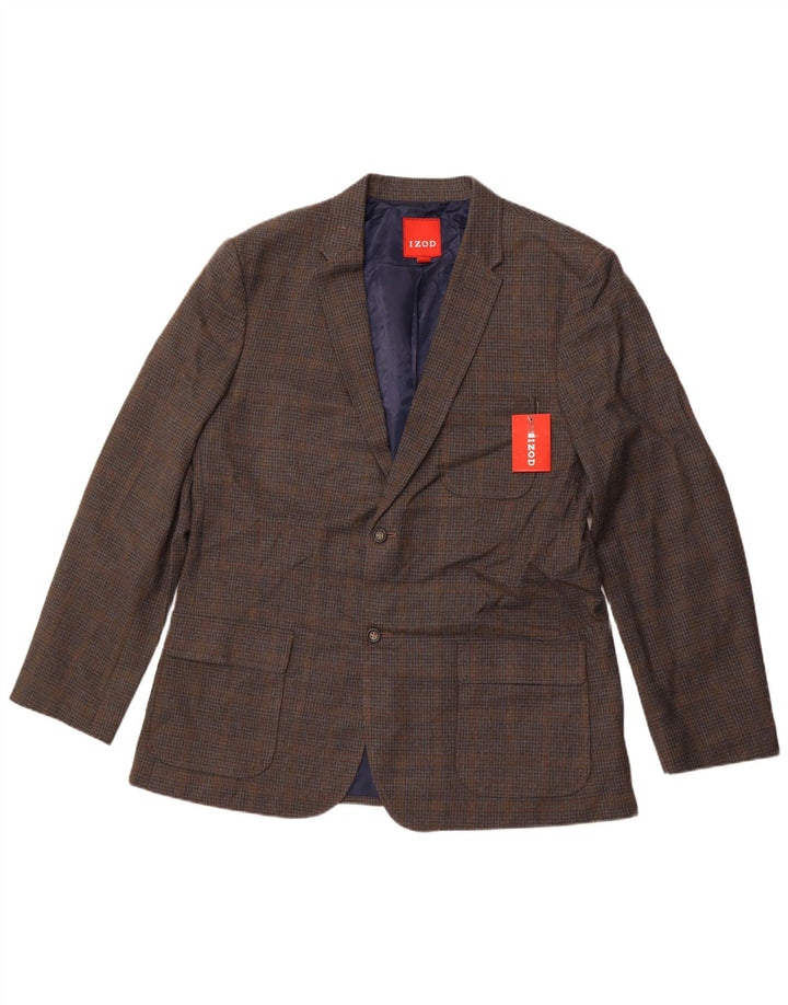 IZOD Mens 2 Button Blazer Jacket UK 42 XL Grey Check Polyester