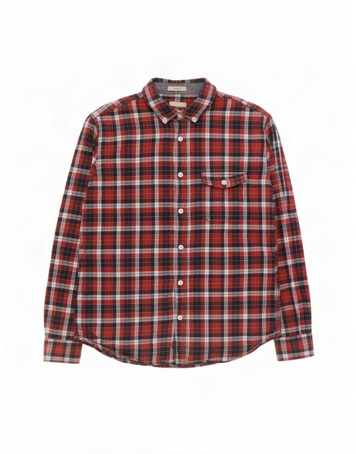 White Stuff Mens Classic Fit Flannel Shirt Medium Red Check Cotton