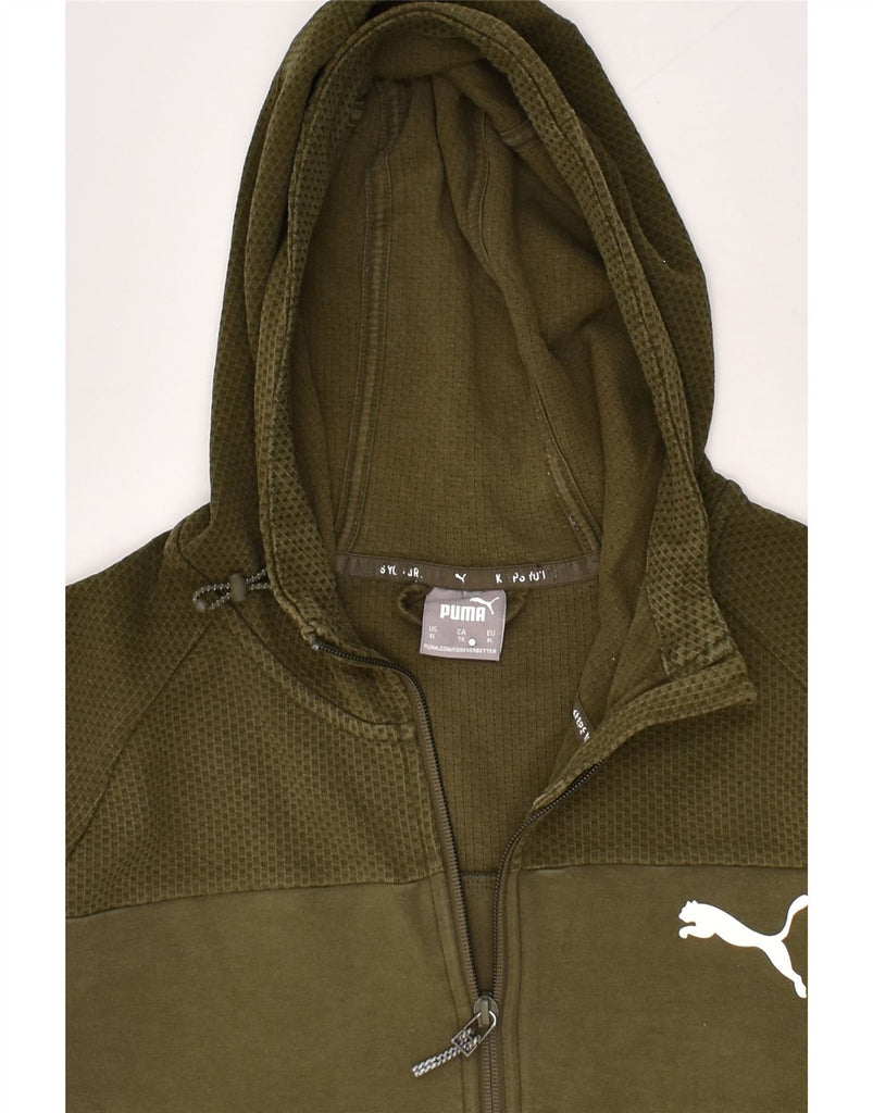 PUMA Mens Zip Hoodie Sweater XL Khaki Cotton | Vintage Puma | Thrift | Second-Hand Puma | Used Clothing | Messina Hembry 