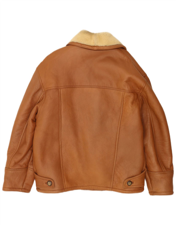 Vintage Mens Shearling Jacket IT 50 Large Brown Shearling