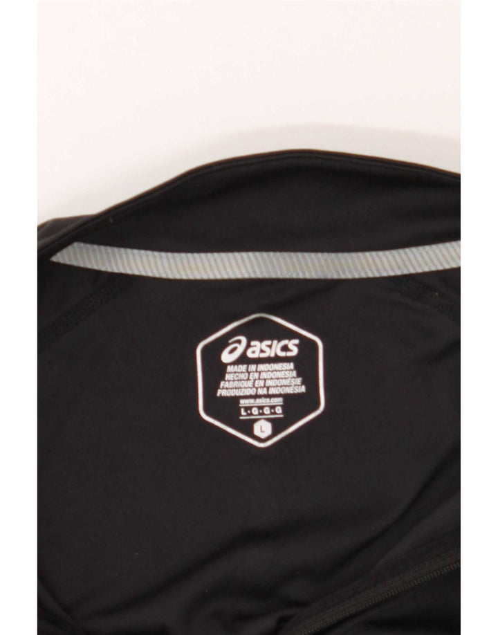 Asics Mens Graphic Zip Neck Pullover Tracksuit Top Large Black