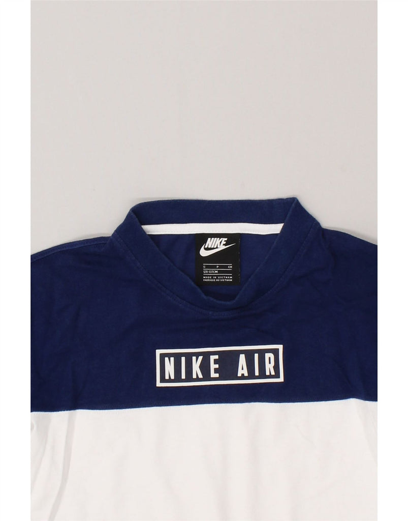 NIKE Boys Graphic T-Shirt Top 8-9 Years Small Blue Colourblock Cotton | Vintage Nike | Thrift | Second-Hand Nike | Used Clothing | Messina Hembry 